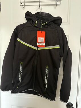 Geographical Norway Black Hooded Softshell Jacket with Lime Accents